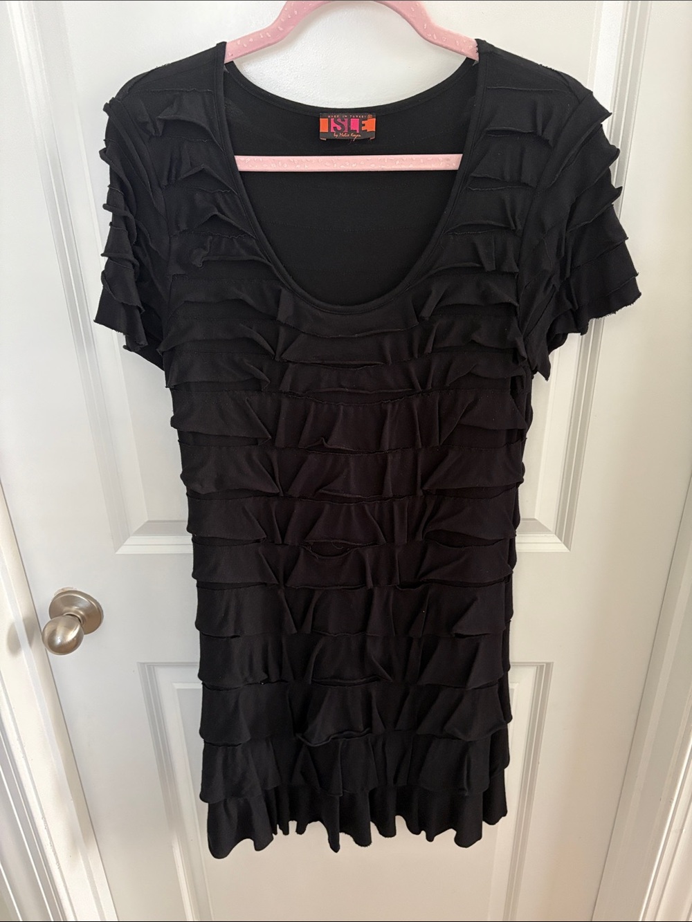 ISLE Black Ruffle Short Sleeve Dress